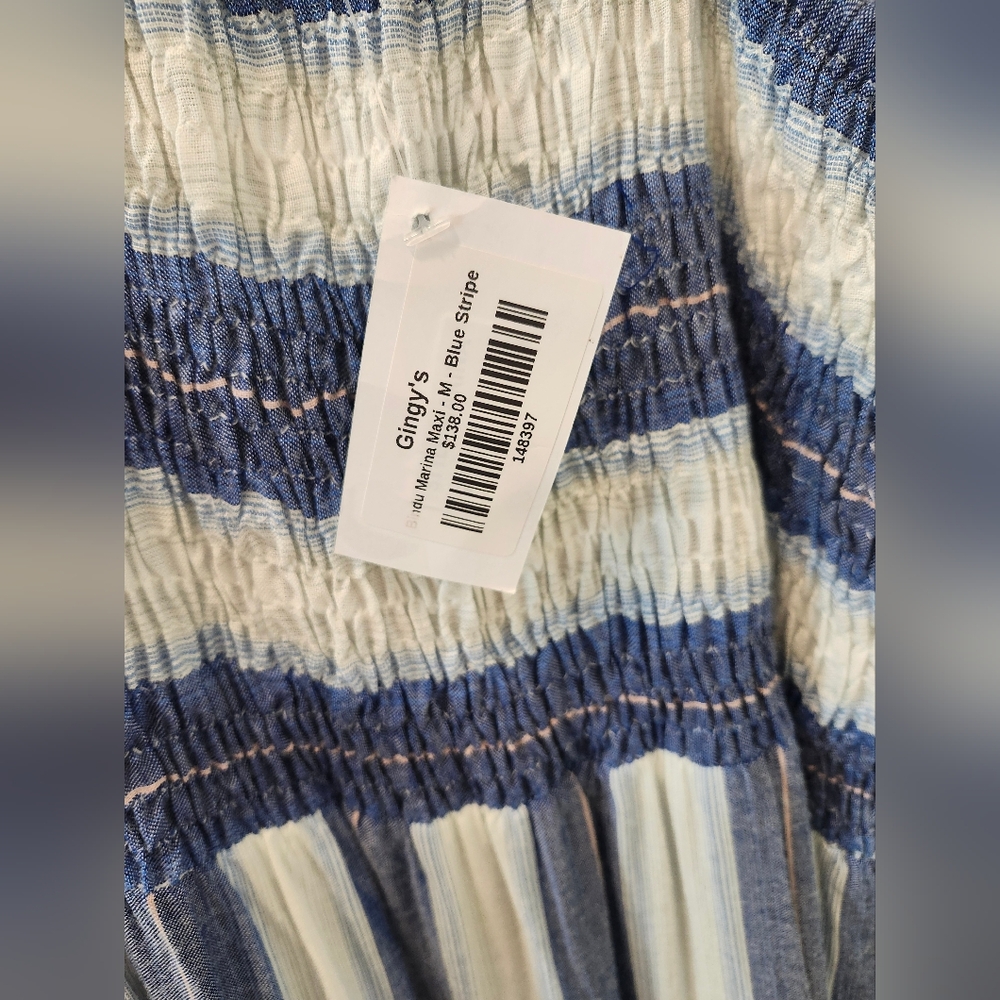 Bindu Marina Maxi Dress - Blue Stripes - Picture 2 of 7